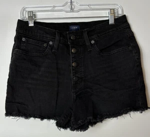 J Crew Women's High Rise Button Fly Blue Denim Jean Shorts Size 28 Casual  - Picture 1 of 8