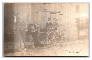 Horse Pulled Carriage RPPC Beautiful Horse & 2 men of fashion - Picture 1 of 2