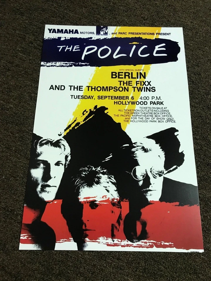 The Police Synchronicity 1983 Hollywood Park Cardstock Concert Poster 12x18 - Image 1 of 1