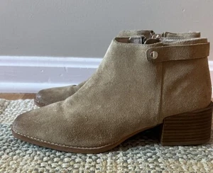 Sol Sana Suede Leather Heel Ankle Bootie Size 41 Tan - Picture 1 of 6