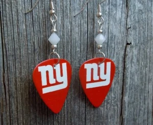 Pendientes púas de guitarra NFL NY Giants con cristales blancos de Swarovski - Imagen 1 de 2