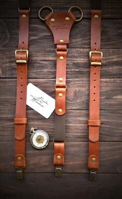 Tirantes para hombre, tirantes de cuero, tirantes personalizados, tirantes hechos a mano Foto 1 de 4