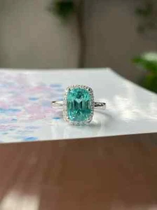 Special Offer 18ct White Gold Neon Blue Tourmaline and Diamond Cocktail Ring - Picture 1 of 1