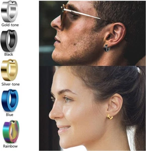 1Pairs Stainless Steel Hoop Earring Piercing Huggie Hypoallergenic for Women/men - Picture 1 of 21