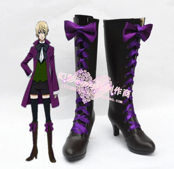 Black Butler Kuroshitsuji Earl Alois Trancy Anime Cosplay Shoes Heel Boots H016 - Image 1 of 2