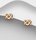 Sterling Silver Rose Gold Plated Heart Shaped Love Knot Stud Earrings Gift Boxed