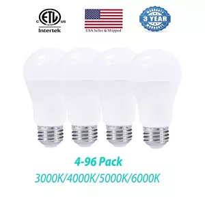 4-96 Pack A19 15W Dimmable LED Bulbs 1600lms ETL Listed 100W Equivalent 120V E26 - Picture 1 of 6