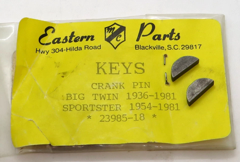 DS-194300 Eastern Crank Pin Keys (juego de 2) para Harley FLH FXE FL FS FXS XL XLC Foto 1 de 1