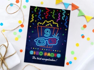 Einladungskarten zum 9. Kindergeburtstag Kino Einladungen neunte Geburtstag - Bild 1 von 4