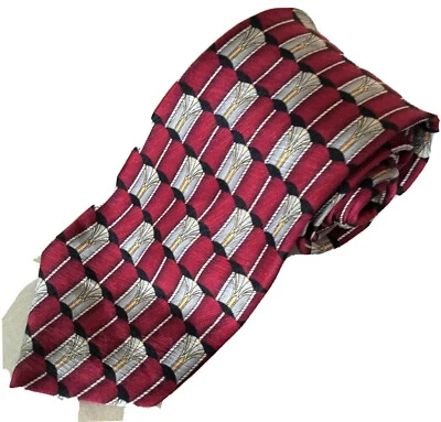 Corbata geométrica TODAY'S MAN italiana para hombre $74 100 % seda roja/gris 61" Foto 1 de 4