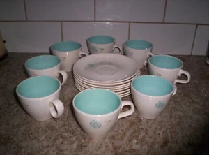 16 pc Taylor Smith Taylor Ever Yours Boutonniere Tea Cups & Saucers - Picture 1 of 5