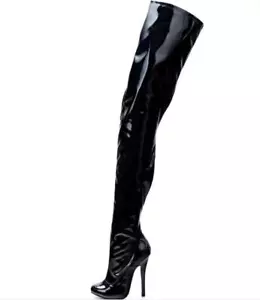 Women's 14cm Over the Knee Boots Stilettos Super High Heels Leather Boots Patent - Picture 1 of 8
