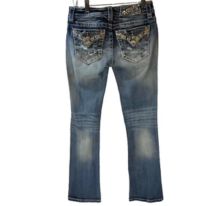Miss Me Jeans Womens Size 27 Signature Slim Boot Embellished Distressed Western - Picture 1 of 21
