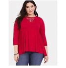 Torrid Red Choker Laceup Babydoll Super Soft long sleeve tunic Size 6