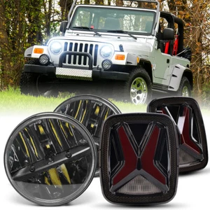 For Jeep Wrangler TJ 1997-2006 New LED Tail Lights &7" Round Headlamp Hi-Lo Lamp - Picture 1 of 16