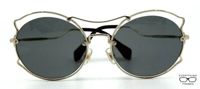 Miu Miu MU50S ZVN-9K1 Gold with Gray Sunglasses New Authentic 57 - Image 1 of 4