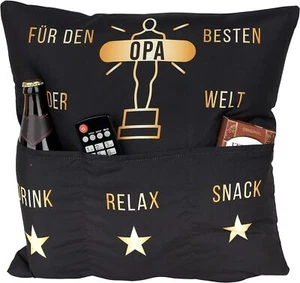 Dekokissen Bester Opa Kissen mit 3 Taschen zum selber Befüllen tolles Geschenk  - Bild 1 von 4