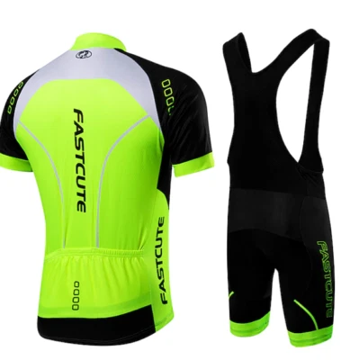 Fastcute Men's  Cycling Jersey with Bib Shorts Short Sleeve GREEN  L/XL - Image 1 of 4