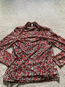 Tahari Women Geometric Sheer Long Sleeve Lined Blouse Multicolor Size L - Picture 1 of 11