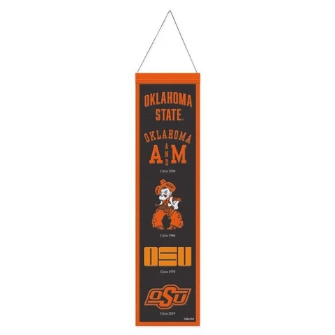 Oklahoma State Cowboys NCAA Heritage Banner Embroidered Wool 8" X 32" Cover