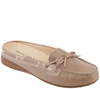 Zapatos David Tate elegantes para mujer espalda abierta mocasín toboganes en color topo talla 11W Foto 1 de 4
