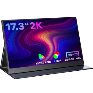 UPERFECT 17.3" 2K Portable Monitor 2560x1440 HDMI USB-C VESA Mount 100% sRGB - Picture 1 of 7