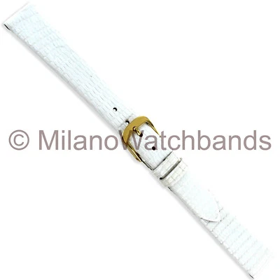 Correa de reloj Speidel Classic Lizard de 13 mm plana sin coser blanca para damas 280 530 Foto 1 de 4