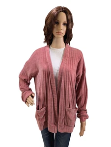 Women's Stitch and Knot Open Cardigan Sweater Pink Chenille Size XL - Picture 1 of 12