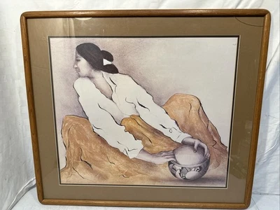 Impresión firmada RC Gorman “Pottery Keeper St. I” 30” X 26” Foto 1 de 4