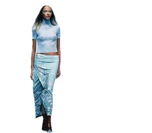 Falda Jersey ROBERTO CAVALLI Vintage SS1998 Pasarela Ombré Púrpura Chinoiserie S - Imagen 1 de 11