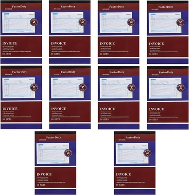 SGTALL 10 Pack Receipt Large Sales Order Book Invoice Duplicate Copy 50 Sets 5.5" X 8"5