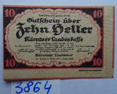 AUSTRIA 1920 - LANDESRAT KARNTNER - 10 Heller Foto 1 de 2