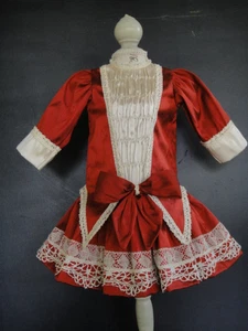 Burgunderrotes Seidenpuppenkleid für alte oder moderne 17-18" Puppen - Jumeau, Bru STEINER - Bild 1 von 5