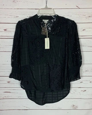 Sundance Catalog Women’s PXS Petite Extra Small Black Lace Top NEW With TAGS - Image 1 of 4