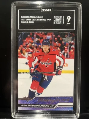 2023-24 Upper Deck #717 Ivan Miroshnichenko PSA 9 Young Guns Capitals Rookie RC - Image 1 of 2