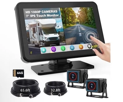 Dual Backup Camera for Truck,RV 2 Backup Cameras with Monitor 7inch - Image 1 of 4