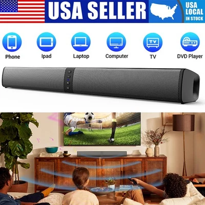 Bluetooth 5.0 Home TV Sound Bar Speaker System Wireless Subwoofer 3D Surround US - Image 1 of 4