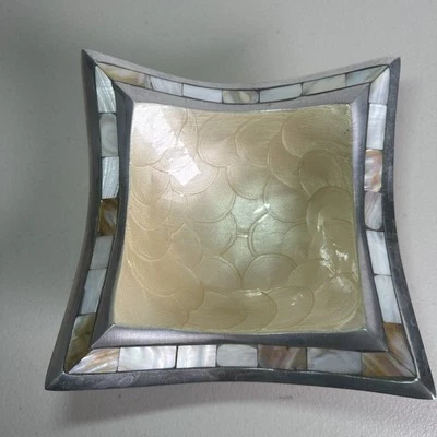 Julia Knight Clásico 6.5" Pavo Real Cuenco Madreperla Incrustación Plato Cuadrado Servewa Foto 1 de 4