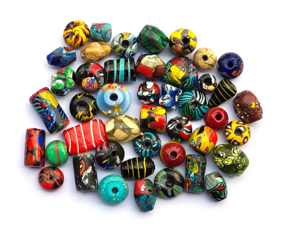 Millefiori Glasperlen Lampwork Große Perlen 500g Perlenset Perlenmischung Mix31 - Bild 1 von 4