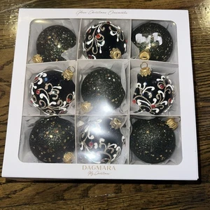 Dagmara Grün Gold Handarbeit Urlaub Glaskugel Ornamente Polen 9er Set Neu - Bild 1 von 15