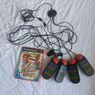 4 X Official Sony PS2 Playstation 2 Wired Buzz Pads Controllers with Game - Image 1 of 4