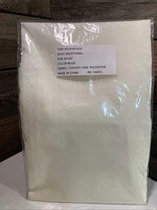 Tende a drappo vintage anni 80 beige lucido trasparente NOS 60”x84” - Foto 1 di 3