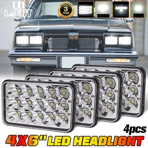 DOT 4PCS 4x6" LED Headlights Hi/Lo Beam For Oldsmobile Cutlass Ciera 80-1988 H4 - Picture 1 of 12