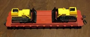 HO scale vintage Great Northern flat car with Two Dozer loads - Picture 1 of 10