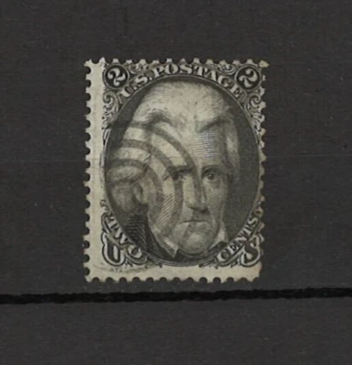 Andrew Jackson 1863 negro 2 centavos. Sin parrilla. NG. Cancelación de lujo. Marca de bisagra Foto 1 de 2