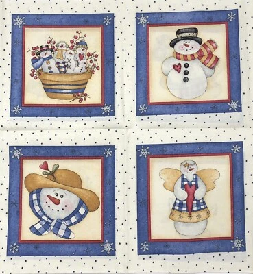 Diana Marcum Snow Buddies Muñeco de Nieve Cuadrado Edredón Bloque Navidad Vintage Tela Foto 1 de 4