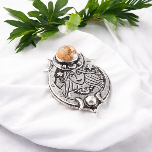 VETEMENTS Bellissimo Ciondolo Gioielli Artigianale Pietra Preziosa Ostrica Spinosa Argento 925