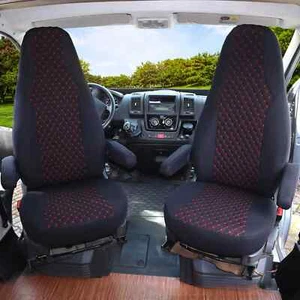 Fundas de asiento de autocaravana piloto adecuadas para ACE 355i (negro-rojo) - Imagen 1 de 12