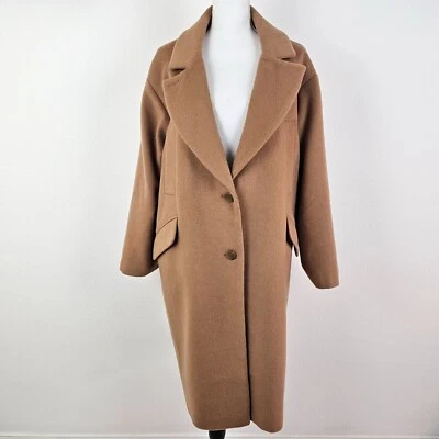 ASOS Coat Womens 14 Camel Oversized Wool Minimal Capsule Relaxed CBK Corp - Image 1 of 4
