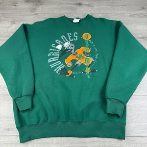 Vintage 90s Miami Hurricanes Crewneck Sweatshirt Herren 2XL XXL Grün Vintage - Bild 1 von 8
